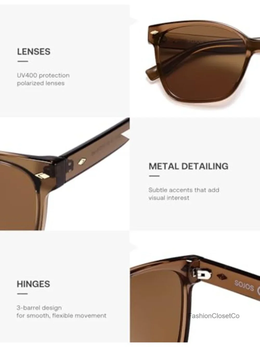 Trendy Square Oversized Polarized Sunglasses UV400 Protection